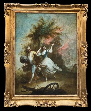 olio su tela raff.incendio sec.XVIII<br>cm. 76x56