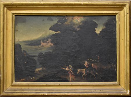 olio su tela "fuga in Egitto" inizio 