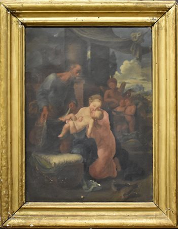 olio su tela "sacra famiglia" sec.XIX<br>cm. 