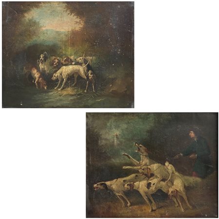 DIPINTO (-) <br>coppia di olii su tela raff.scena 