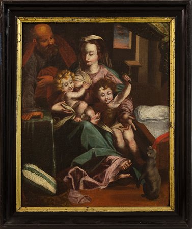 olio su tela raff.sacra famiglia sec.XVII<br>cm. 