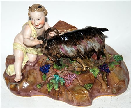 Meissen gruppo in porcellana raff.satiro con 