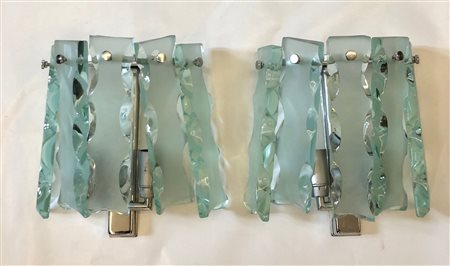 coppia di appliques anni 60, metallo cromato e 