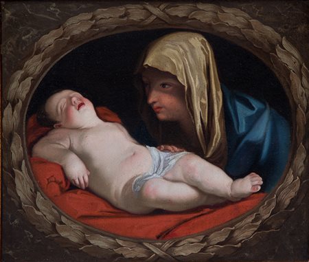 olio su tela raff.Madonna in adorazione del  