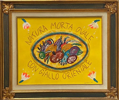 Bruno Donzelli “Natura morta ovale con giallo orientale” ‘90