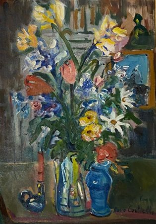 Mario Cortiello “Fiori nello studio” 1971