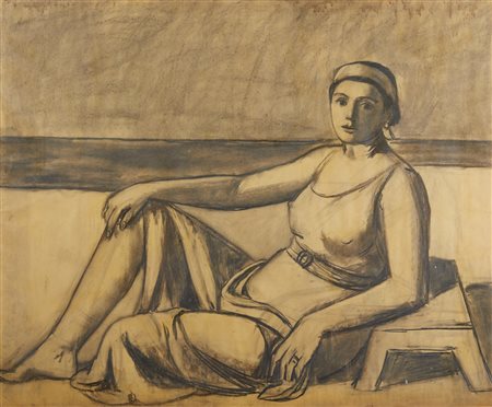 BORRA POMPEO (1898 - 1973) - Studio di figura femminile sdraiata.