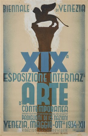 LENHART FRANZ (1898 - 1992) - Bozzetto per il manifesto della XIX Biennale di Venezia.