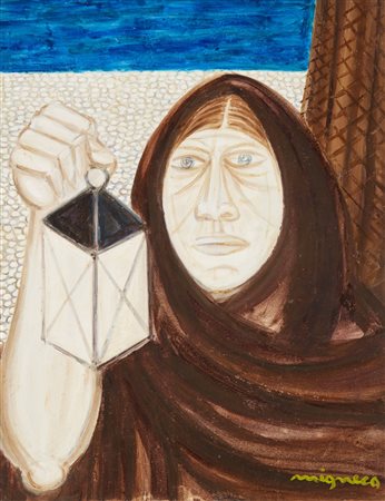 MIGNECO GIUSEPPE (1908 - 1997) - Donna con lanterna.