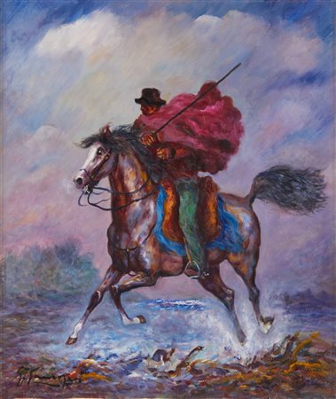 GONZAGA GIOVAN FRANCESCO (1921 - 2007 circa) - Buttero al guado.