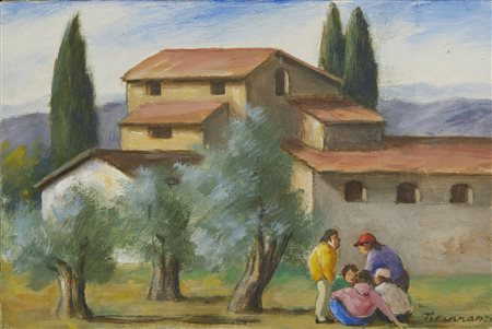 TIRINNANZI NINO GIOVANNI (1923 - 2002) - Ragazzi in campagna. .