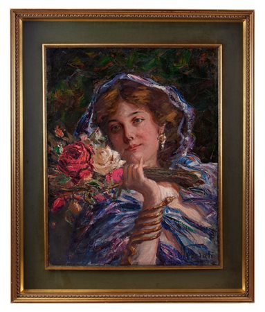 Guido Levorati Venezia 1888 - Vimercate 1960 Dama con rose