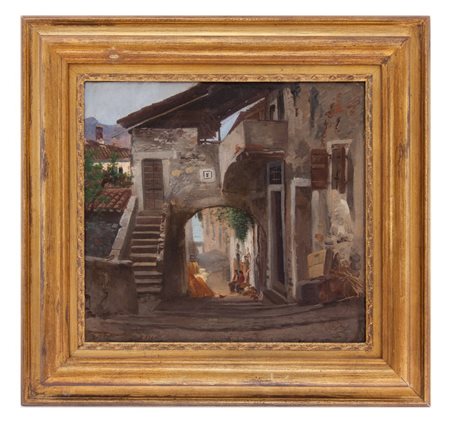 Giovan Battista Ferrari Brescia 1829 - Milano 1906 Vicolo sul lago