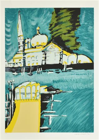 Remo Brindisi ISOLA S. GIORGIO MAGGIORE serigrafia su carta, cm 70x50; es....
