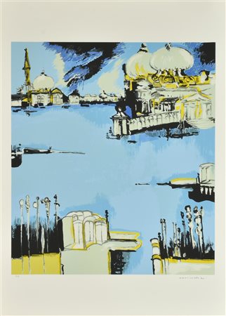 Remo Brindisi BACINO DI S.MARCO serigrafia su carta, cm 70x50; es. P.A. firma