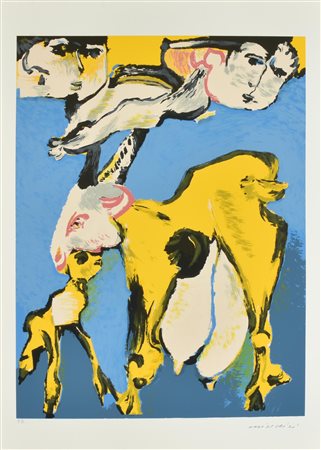 Remo Brindisi CAPRETTO serigrafia su carta, cm 70x50; es. P.A. firma