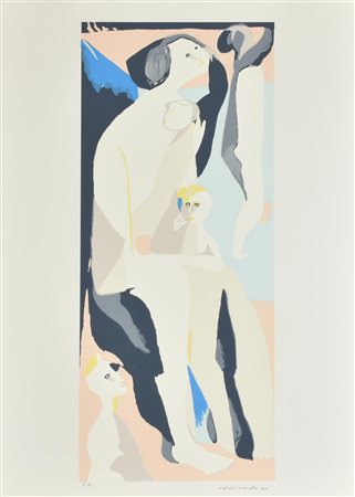 Remo Brindisi MATERNITA' serigrafia su carta, cm 70x50; es. P.A. firma