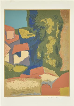 Epifanio Pozzato TETTI ROSSI serigrafia su carta Fabriano, cm 70x50; es...