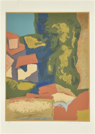 Epifanio Pozzato TETTI ROSSI serigrafia su carta Fabriano, cm 70x50; es p.a....