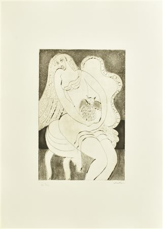 Sebastian LA CHOUETTE incisione su carta, battuta cm 30x20, su foglio cm...