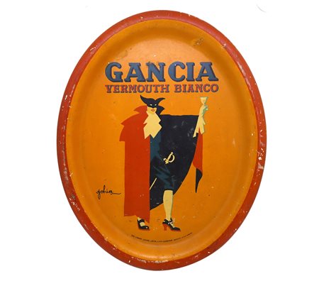 Vassoio ovale Gancia Vermouth Bianco, 1920s