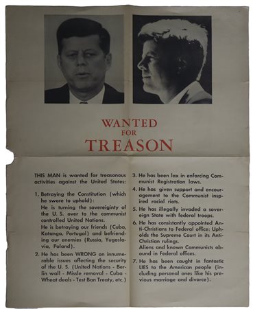 Manifesto Kennedy ricercato per tradimento, 1972
