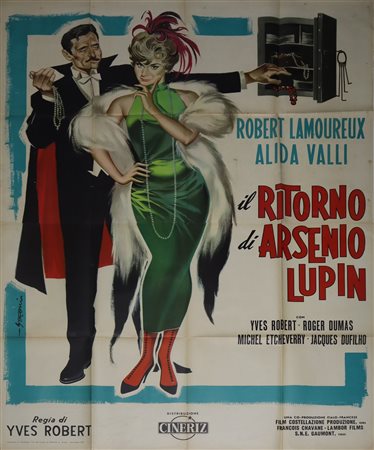 Sandro Symeoni - Manifesto cinema quattro fogli '''Il ritorno di Arsenio Lupin'', 1959