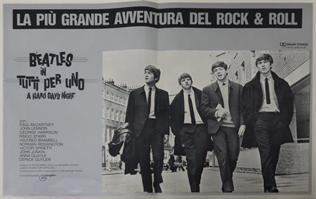 Fotobusta ''I Beatles in tutti per uno a hard day's night'', 1976