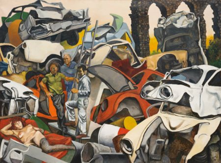 RENATO GUTTUSO 1912-1987 TRE OPERAI E UNA PROSTITUTA signed and dated 79, oil...