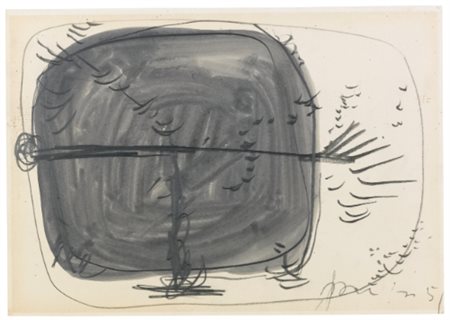 LUCIO FONTANA 1899 - 1968 CONCETTO SPAZIALE signed and dated 57, tempera,...