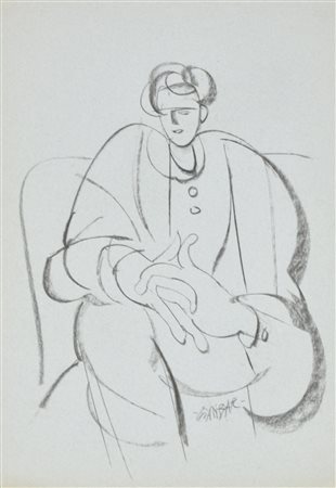 GIANBAR (Gianni Baretta) GIOCO CON LE DITA carboncino su carta, cm 50x35...