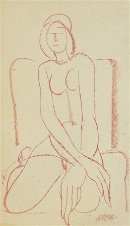 GIANBAR (Gianni Baretta) NUDINO pastello su carta applicata su cartoncino, cm...