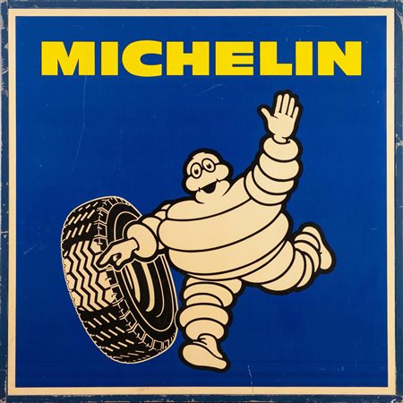 Targa pubblicitaria “Michelin” in alluminio, Francia, Anni ‘80.