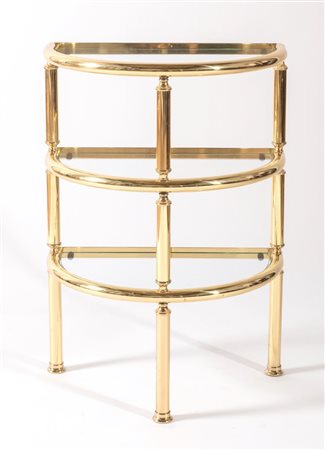 Etagère in tubolare di ottone dorato, Italia, Anni ‘70.