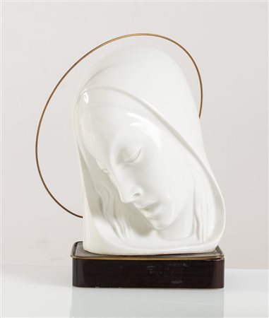 Scultura in porcellana bianca raffigurante “Volto di Madonna”, Laveno, XX secolo.