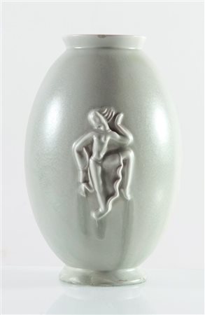 Angelo Biancini per Laveno, Vaso ovoidale in ceramica, fine Anni ‘30.