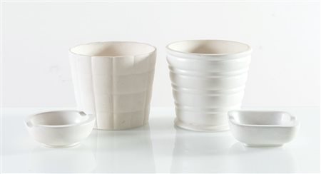 Gio Ponti per Manifattura San Cristoforo, Lotto di due cachepot e due posacenere in ceramica, Milano Anni ‘30.