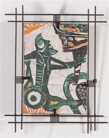 Serafino Vetellio Mattucci (Philadelphia 1912 – Roseto degli Abruzzi 2004), Piastra in terracotta, 1954.