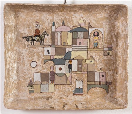 Ulisse Pagliari (XX secolo), Vassoio da parete in ceramica, Milano, 1964.