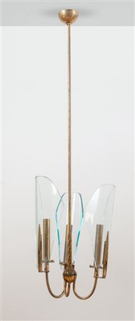 Lampadario con struttura in ottone, Anni ‘50.