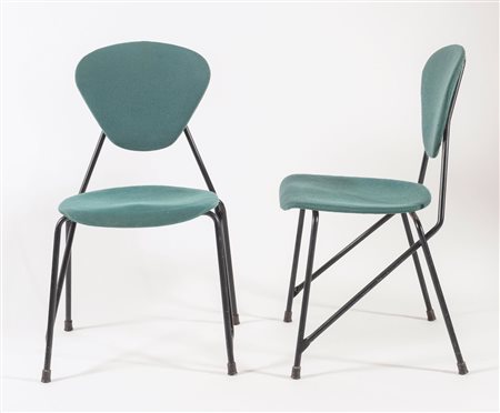 I.S.A. (Industria Salotti Arredamenti), Coppia di sedie, Bergamo, Anni ‘60.