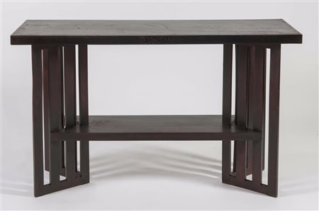 Console da centro il legno lavorato tinto scuro, Italia, Anni ‘80.