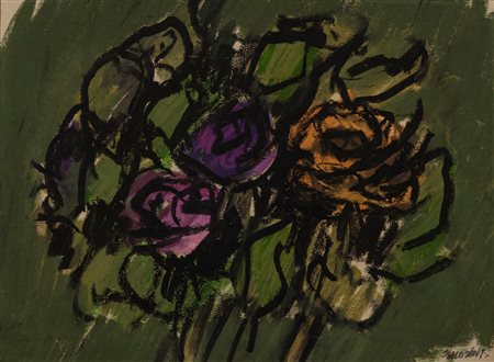Ennio Morlotti (Lecco 1910-Milano 1992)  - Senza titolo (fiori)