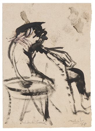 Carlo Mattioli (Modena 1911-Parma 1994)  - Ritratto di Carrà, 1968