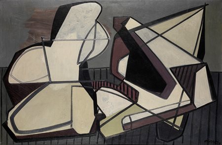 Mattia Moreni (Pavia  1920-Brisighella 1999)  - Oggetto e figura, 1948
