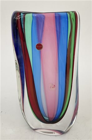 Formia Vaso in vetro sommerso nei toni del blu, verde, rosso, ametista e traspar