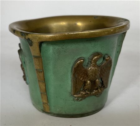 Max Le Verrier Vasetto in bronzo smaltato con fascia a tre sezioni centrate da a