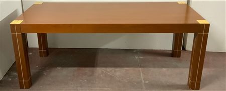 Tavolo in legno impiallacciato. Italia, anni '80/'90. (cm 200x77x85) (lievi dif