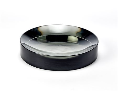 Centrotavola in cristallo fumé. Italia, anni '70. (h cm 19,5)