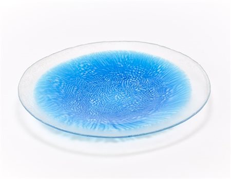 Venini Piatto. Murano, anni '60/'70. Vetro trasparente incolore acidato con part